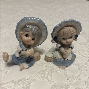 Vintage Boy and Girl Fishing Porcelain Figurines